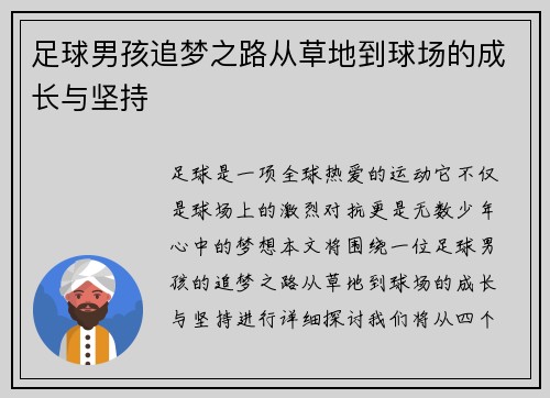 足球男孩追梦之路从草地到球场的成长与坚持